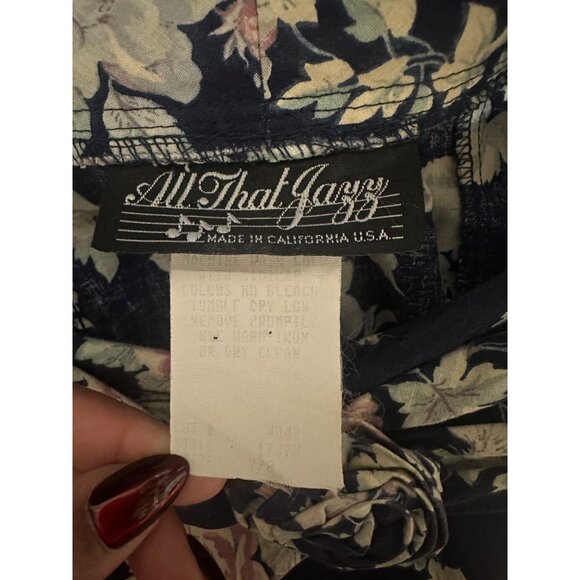 Vintage 1980s All That Jazz Floral Fit & Flare Dress Small Made in USA - Picture 5 of 7